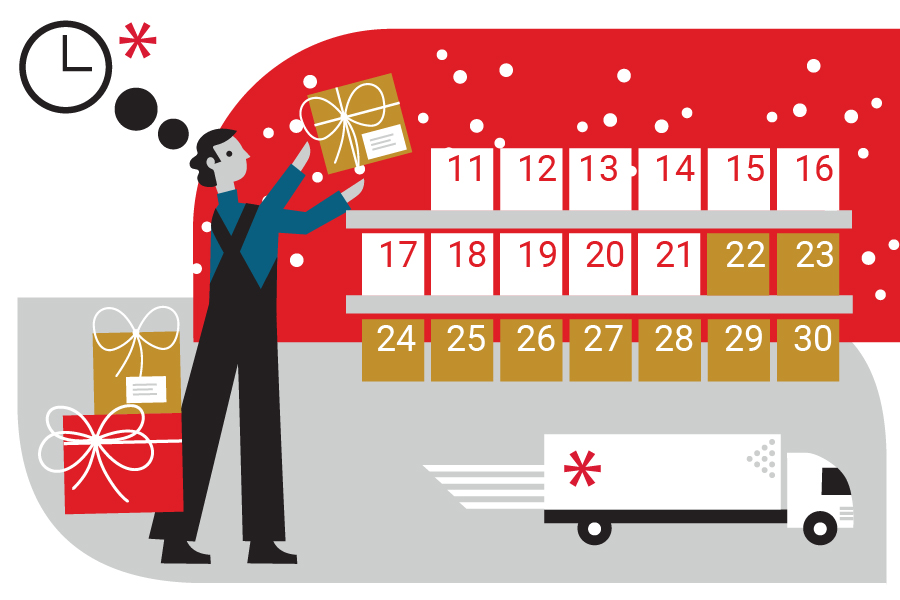 Illustration of a holiday shipping calendar