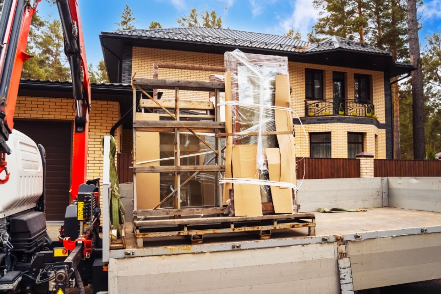 Windows delivered outside a house