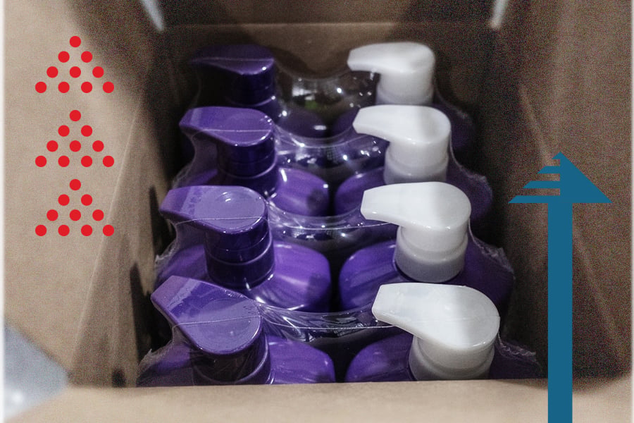 A company utilizing Ryder kitting services to pack and ship shampoo A company utilizing Ryder kitting services to pack and ship shampoo