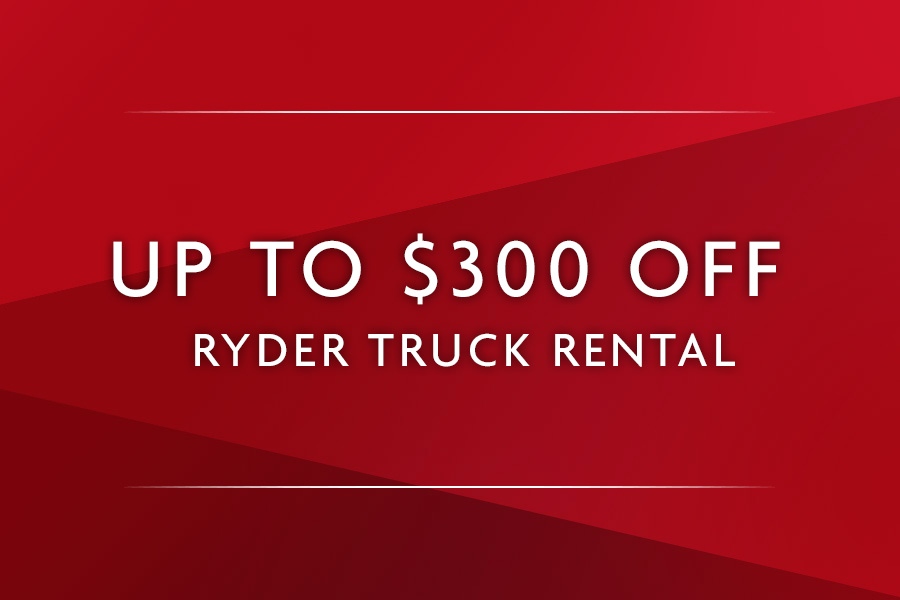 Up to $300 off Ryder truck rental promotion