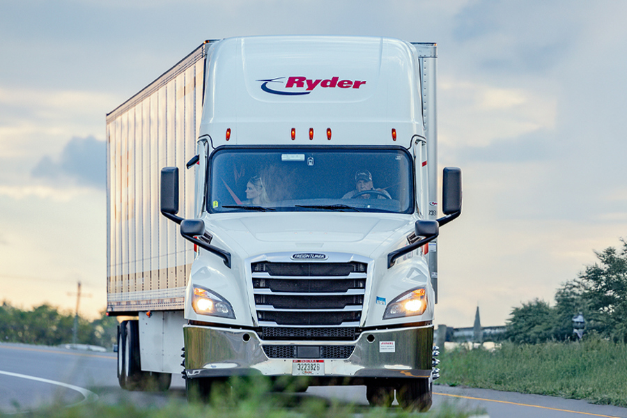ryder's dedicated transportation truck on the road