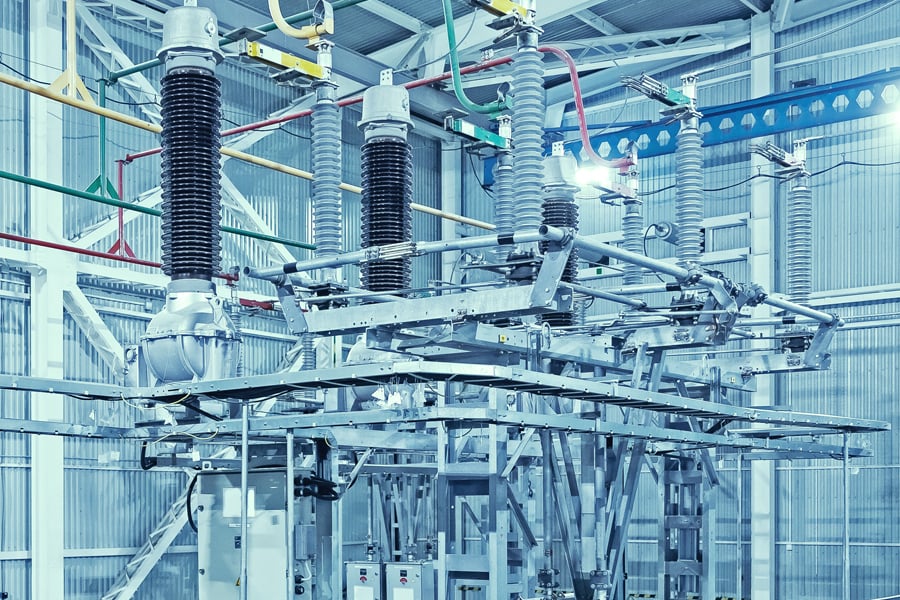 An electrical power station being assembled