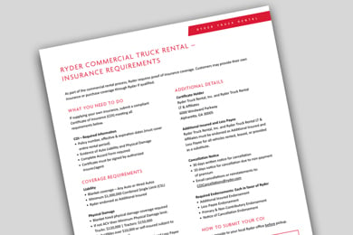 Cover of insurance requirements one-pager