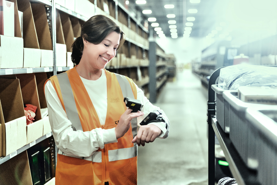 Woman working in a Ryder warehouse