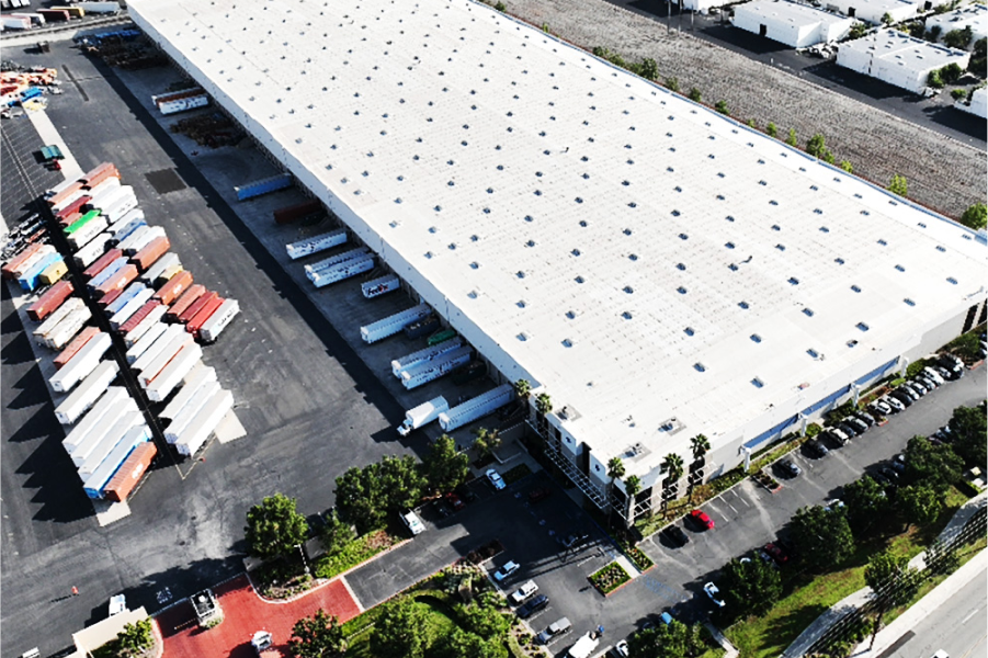 warehousing and distribution center aerial view