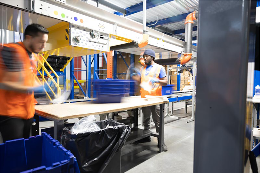 assembly line workers providing warehousing services