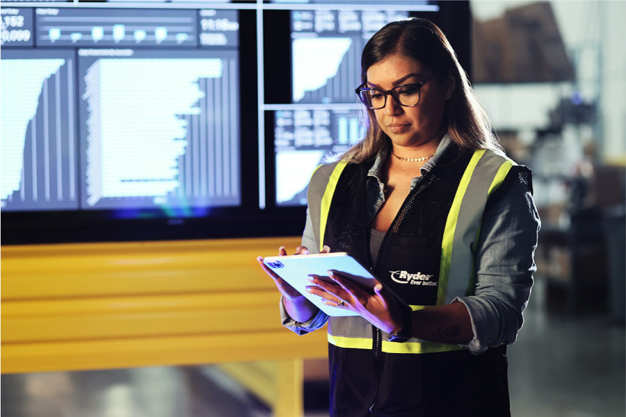 employee using a warehouse management system