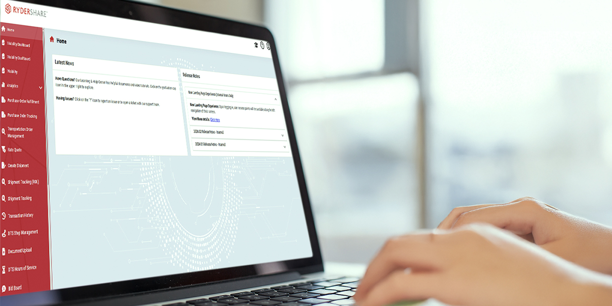 A customer viewing the Rydershare dashboard