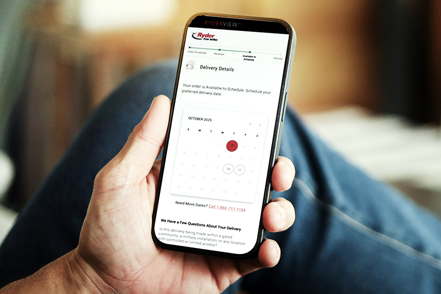 Customer using ryderview to schedule delivery  Customer using ryderview to schedule delivery